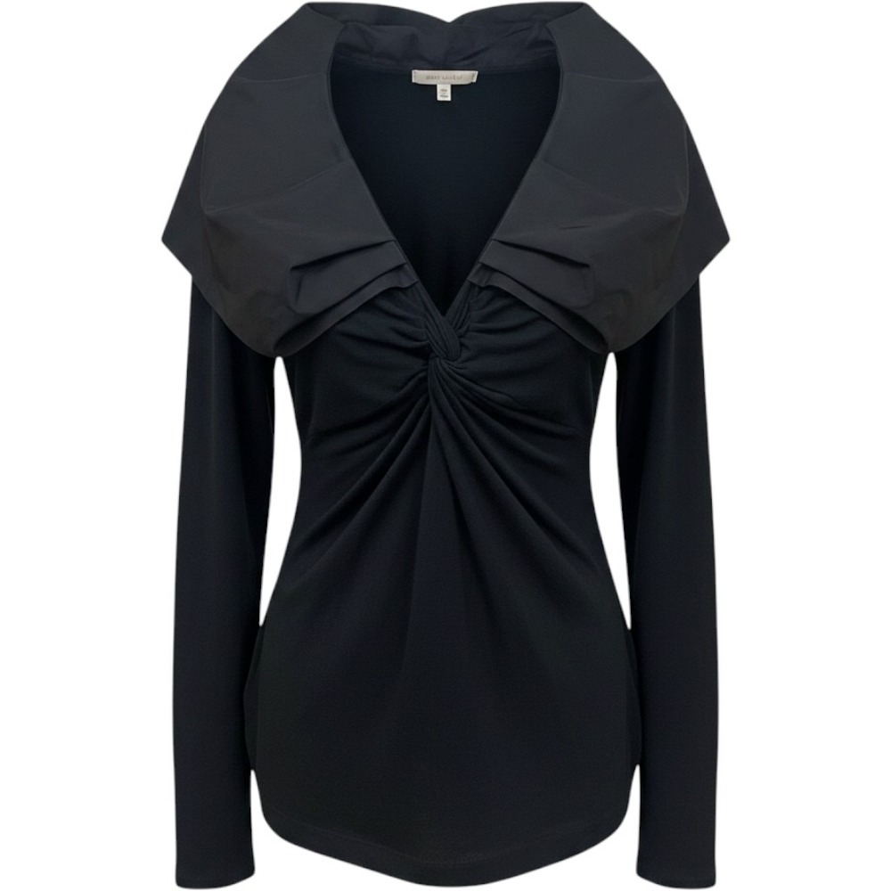 Cabi Black Portrait Collar Twist Front Long Sleeve Top Fall 2010 Archive 143 M